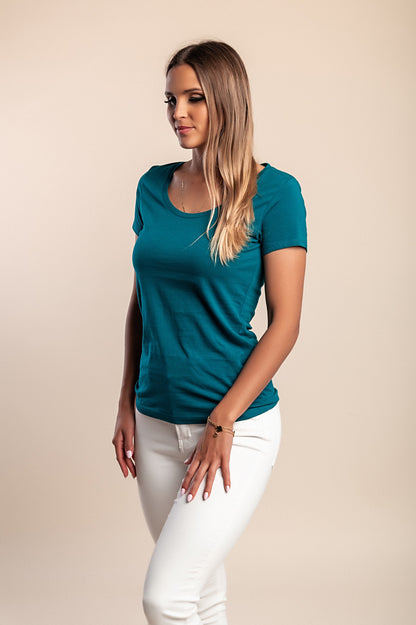 T-shirt in cotone, petrolio