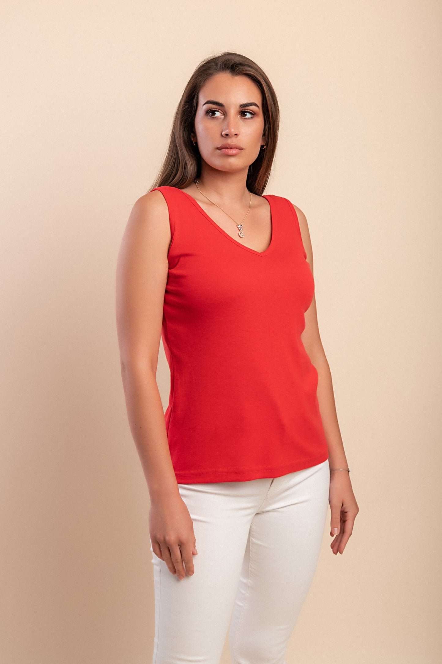 Top senza maniche, rosso