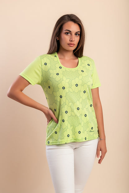 T-shirt in cotone con stampa, verde chiaro