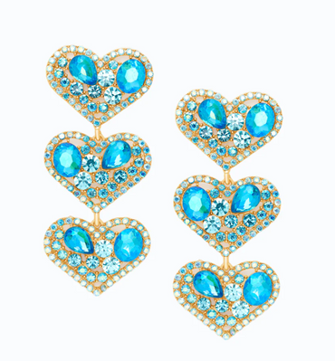 Eleganti orecchini pendenti con diamanti decorativi, blu