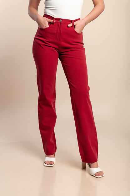 Pantaloni lunghi in cotone, bordeaux