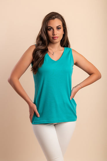 Top senza maniche in cotone, verde
