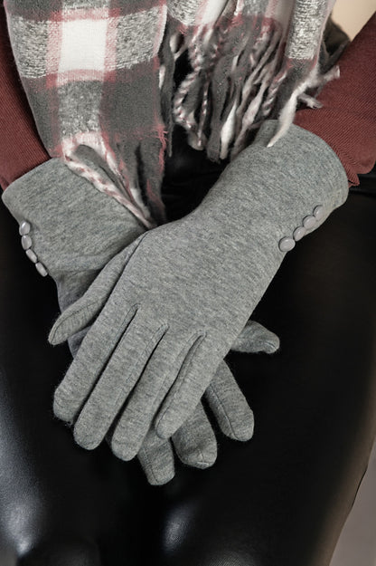 Guanti con bottoni decorativi, grigio chiaro