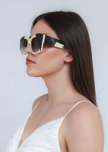 Occhiali da sole combinati bicolore, ART2175, bianco e nero