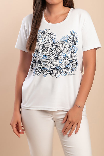 T-shirt in cotone con stampa, bianca