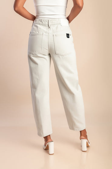 Jeans a vita alta con spacchi, grigio chiaro