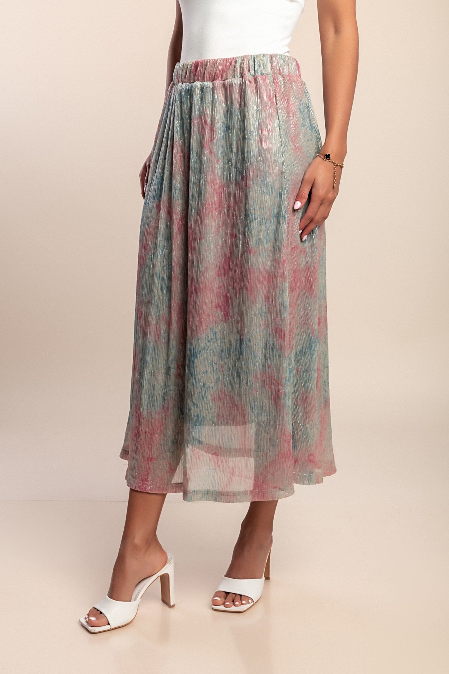 Gonna con elastico in vita, multicolore