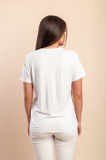 T-shirt in cotone con stampa, bianca