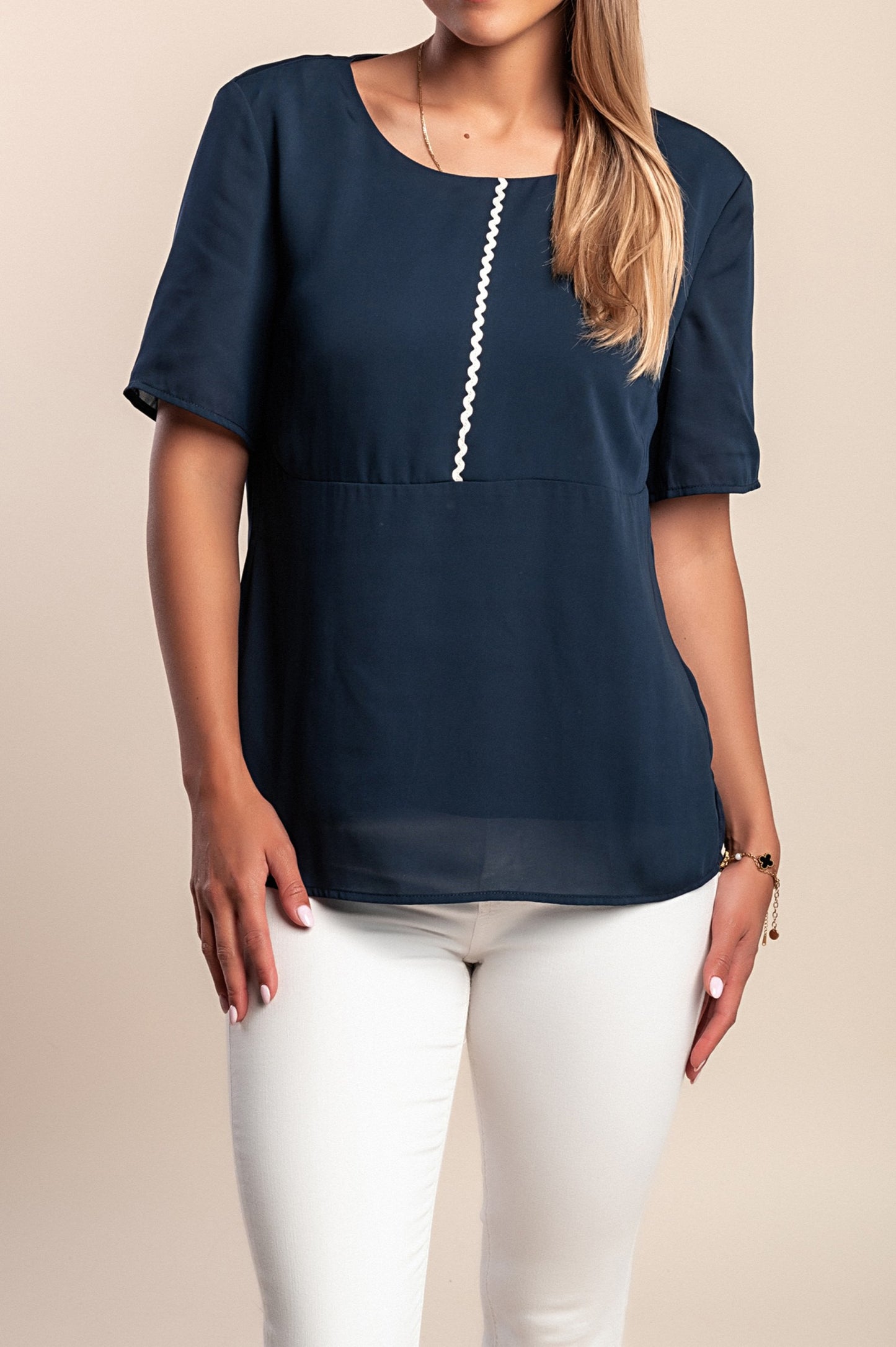 T-shirt girocollo, blu scuro