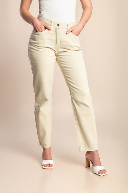 Pantaloni in cotone taglie forti, verde chiaro