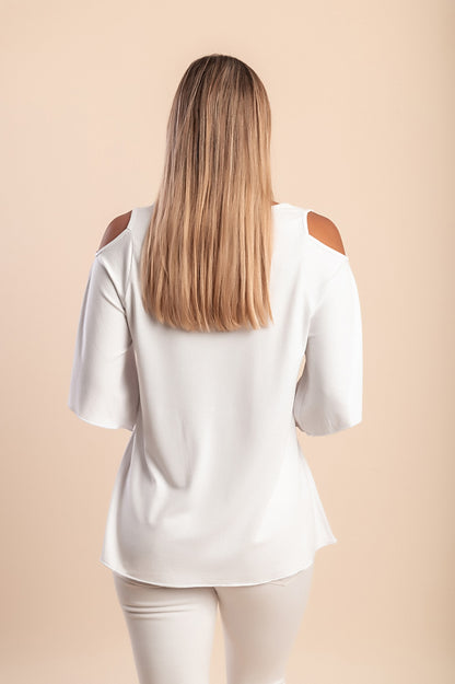 Maglietta con ritagli sulle spalle, nera