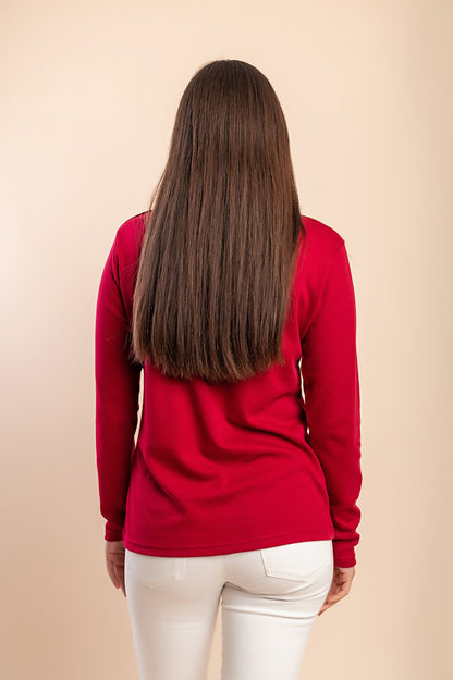 Camicia a maniche lunghe con colletto, rossa