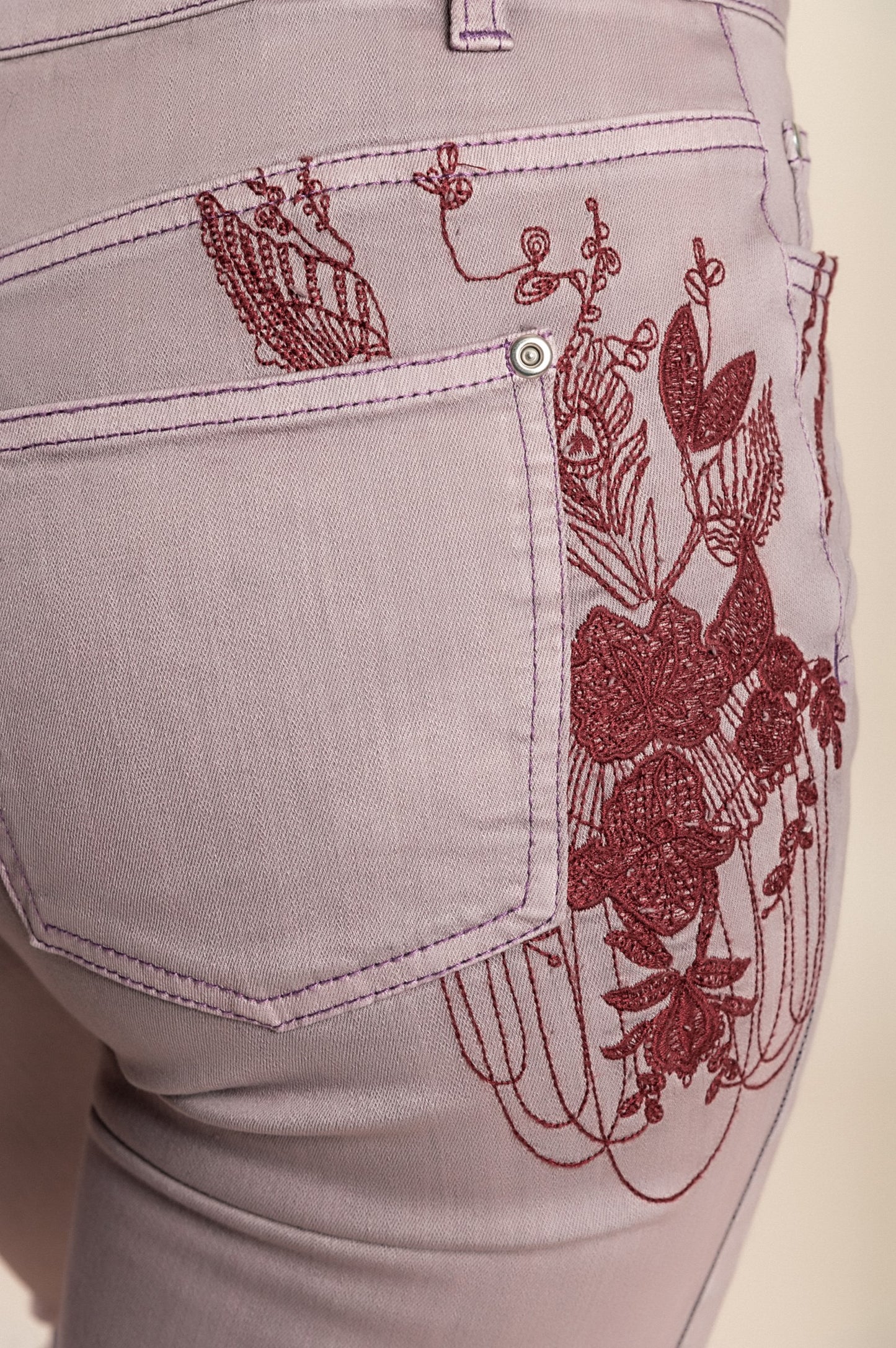 Pantaloni di cotone taglie forti, viola