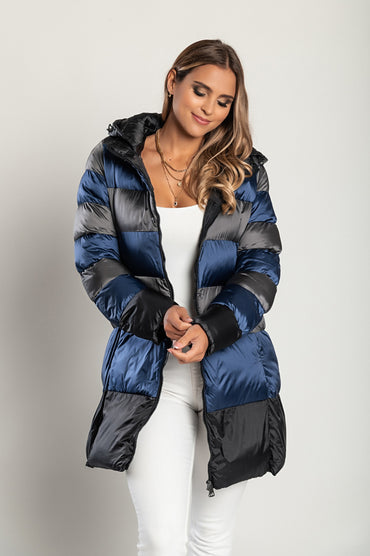 Giacca lunga con cappuccio, 2217, blu