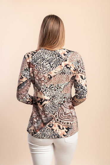 Top stampato, beige