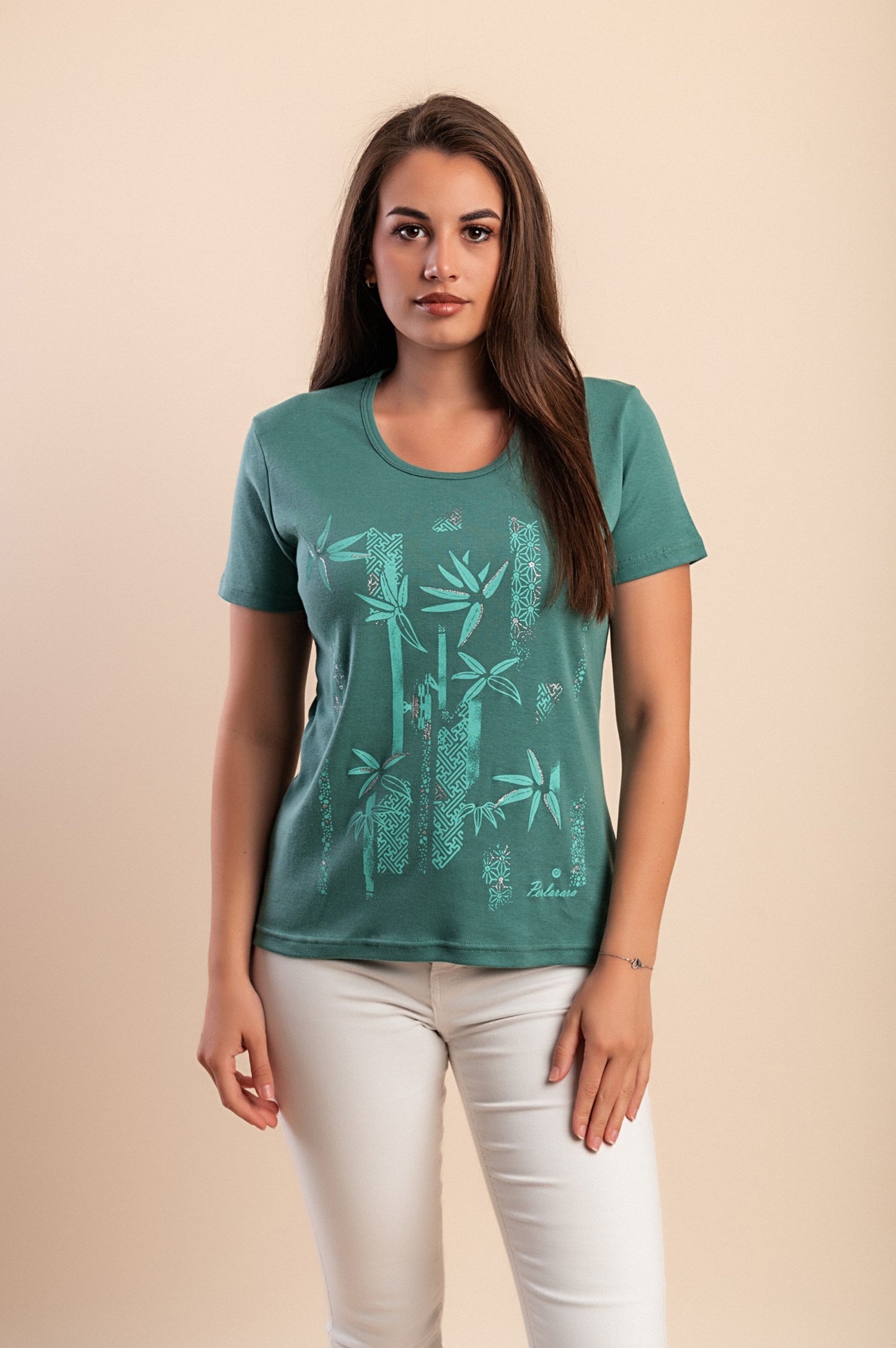 T-shirt in cotone con stampa, verde