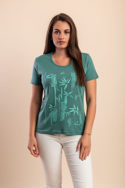 T-shirt in cotone con stampa, verde