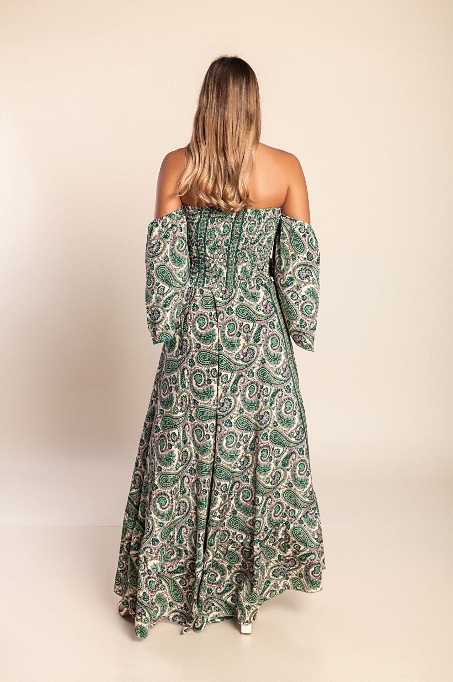 Abito maxi con stampa, multicolore