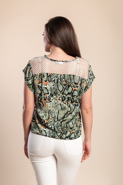 Camicetta con stampa serpente, nera