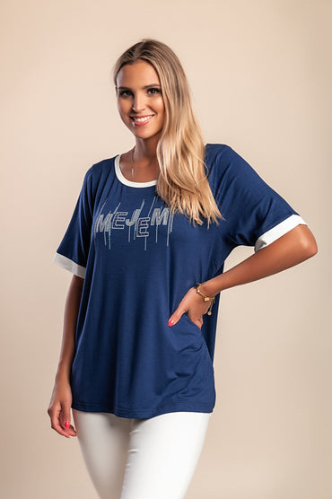T-shirt stampata, blu scuro