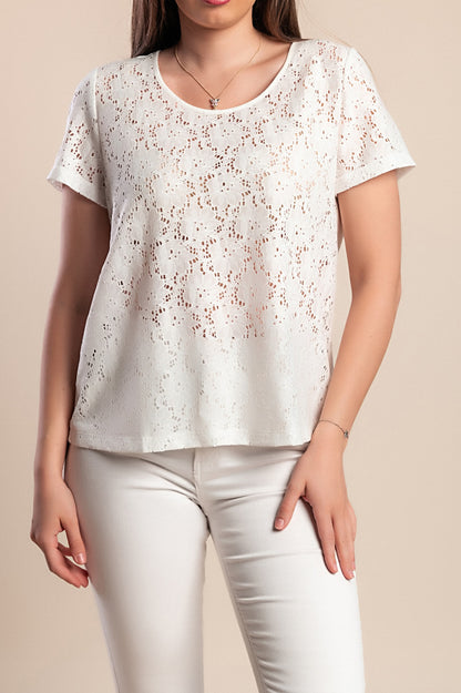 Top in pizzo taglie forti, bianco