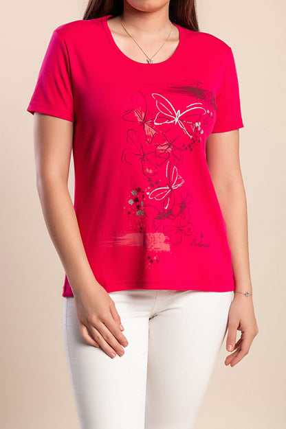 T-shirt stampata, rosa chiaro