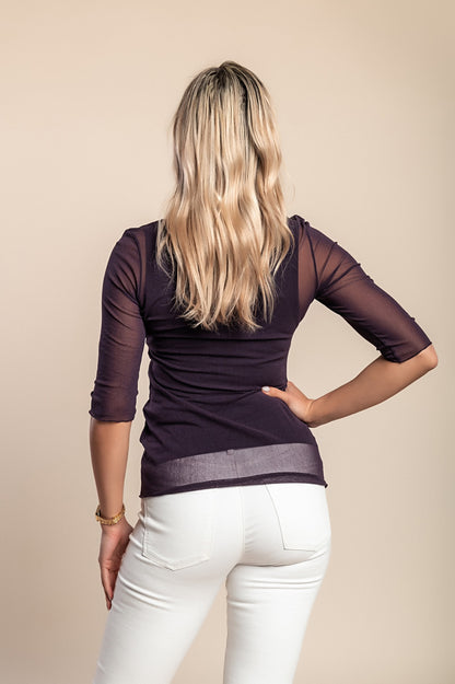 Top con maniche a 3/4, viola