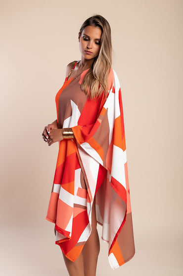 Mini elegante vestito con stampa, rossa