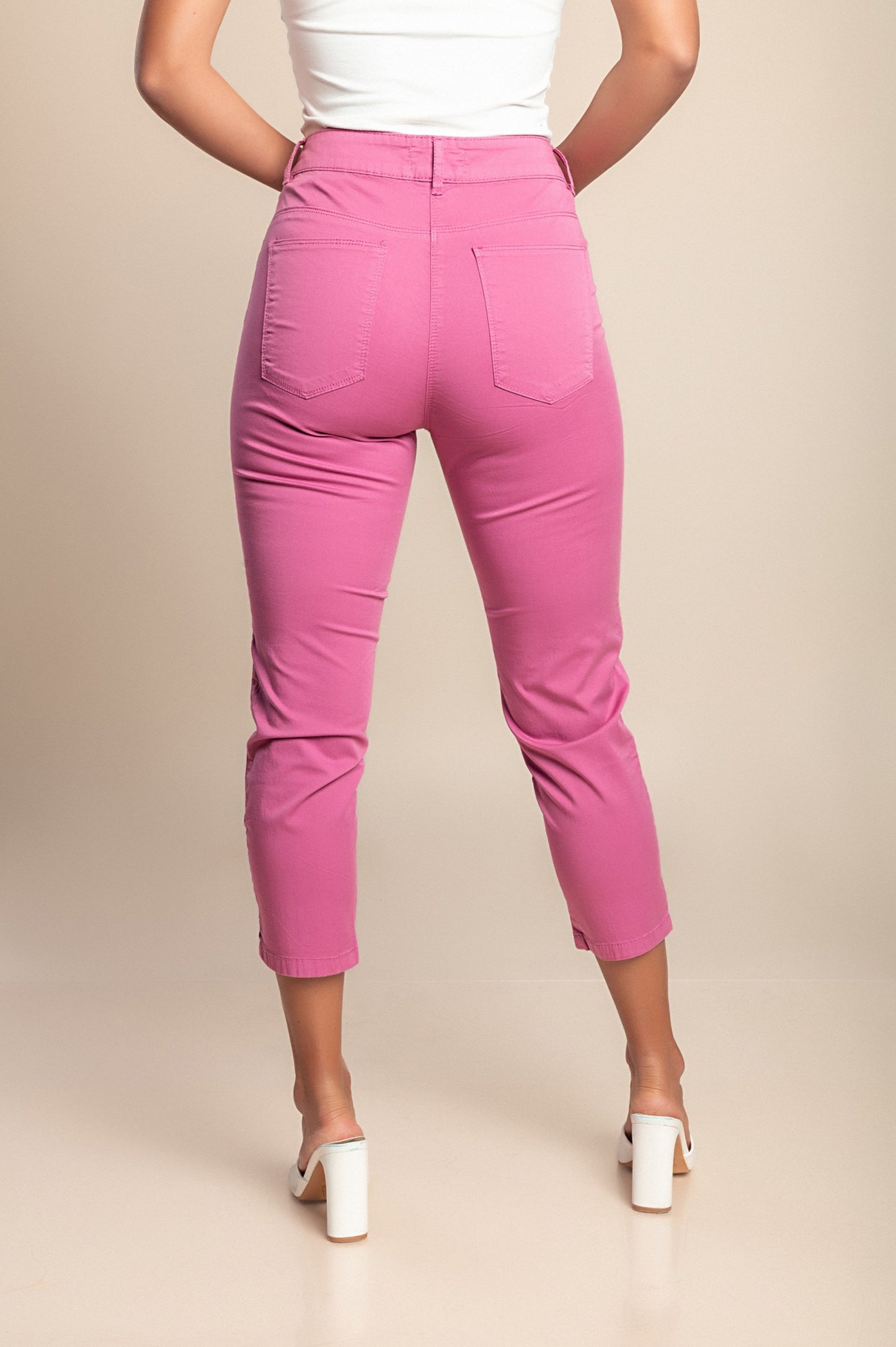 Pantaloni in cotone taglie forti, lilla