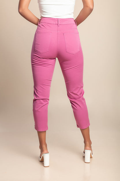 Pantaloni in cotone taglie forti, lilla