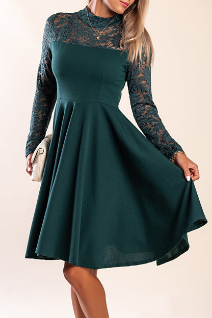 Abito midi aderente con pizzo, nero