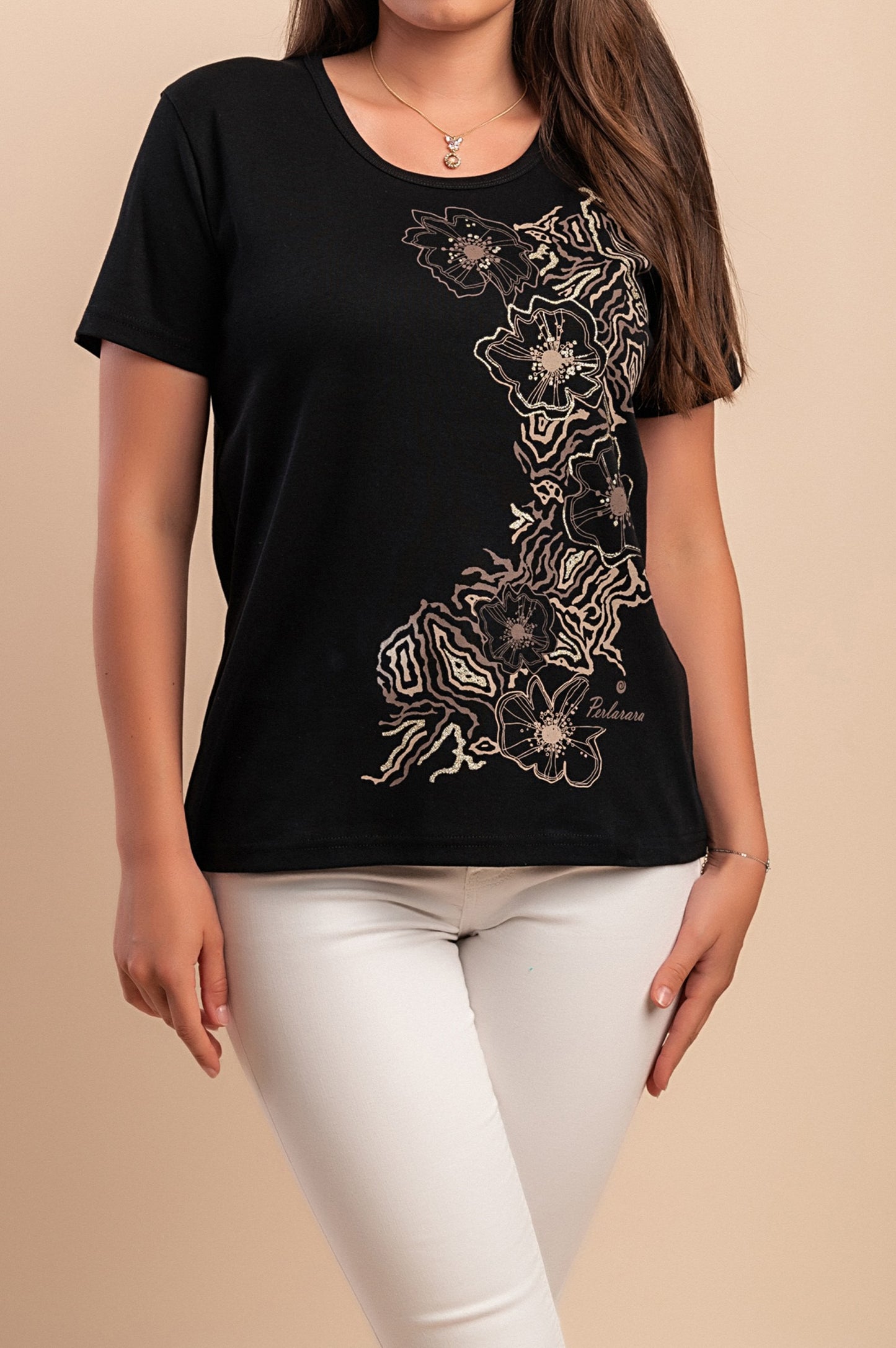 T-shirt in cotone con stampa, blu scuro