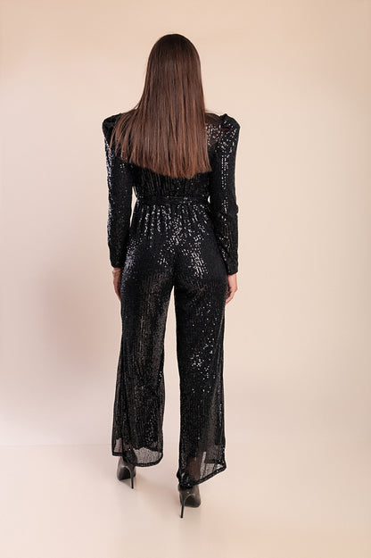 Elegante tuta con paillettes, nera