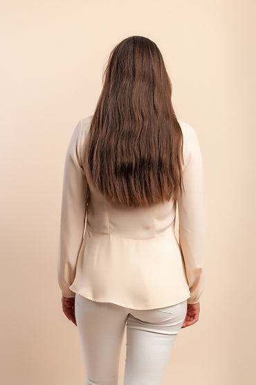 Blusa a maniche lunghe, beige