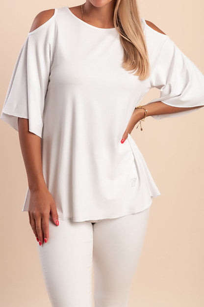 Maglietta con ritagli sulle spalle, nera