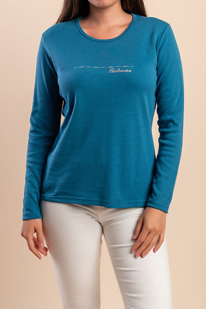 Camicia in cotone a maniche lunghe, blu