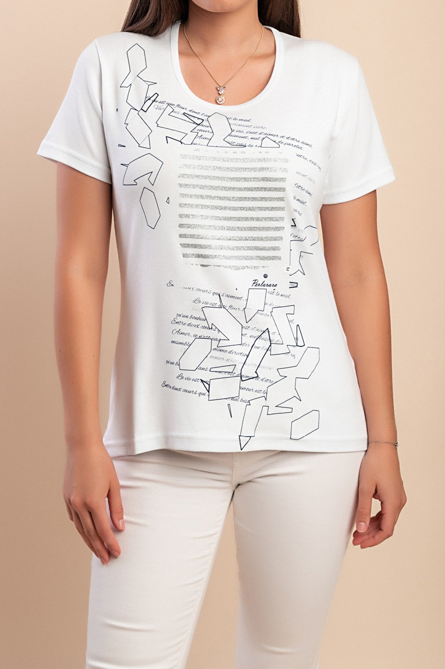 T-shirt in cotone con stampa, turchese