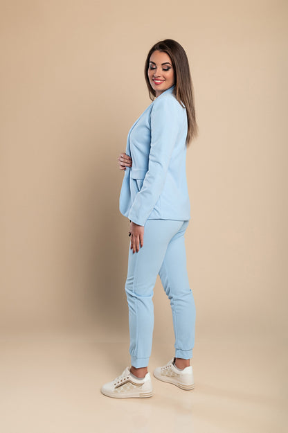 Completo di pantaloni e blazer elegante senza lettere Estrena, nero-nero