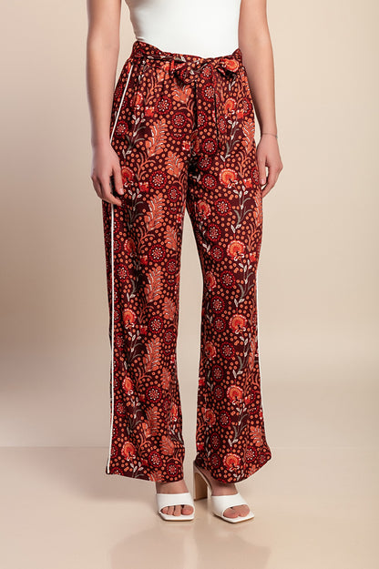 Pantaloni lunghi con stampa, bordeaux