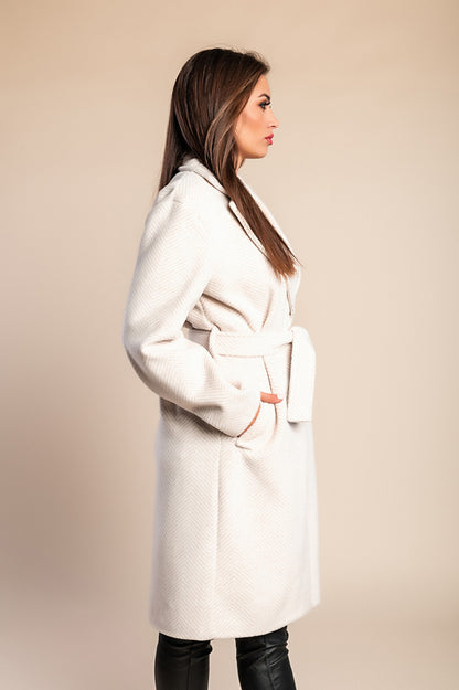 Elegante cappotto abbottonato, grigio chiaro