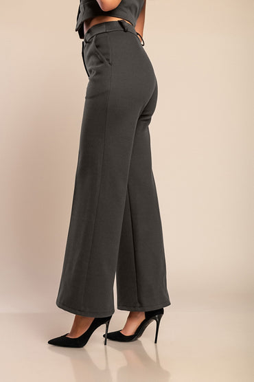 Pantaloni lunghi in tessuto caldo, grigio
