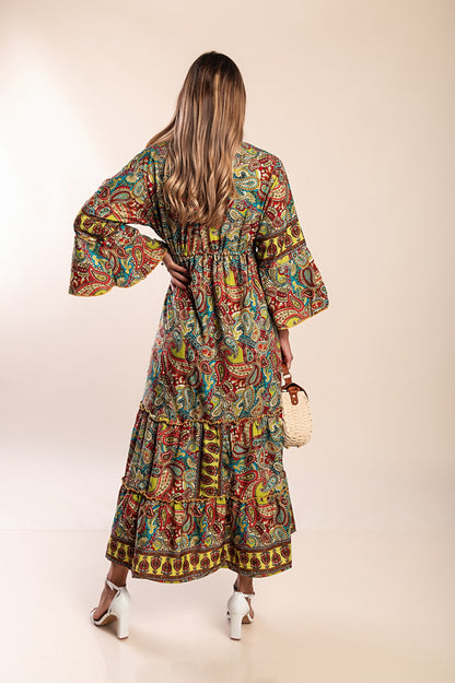 Abito maxi con stampa, blu