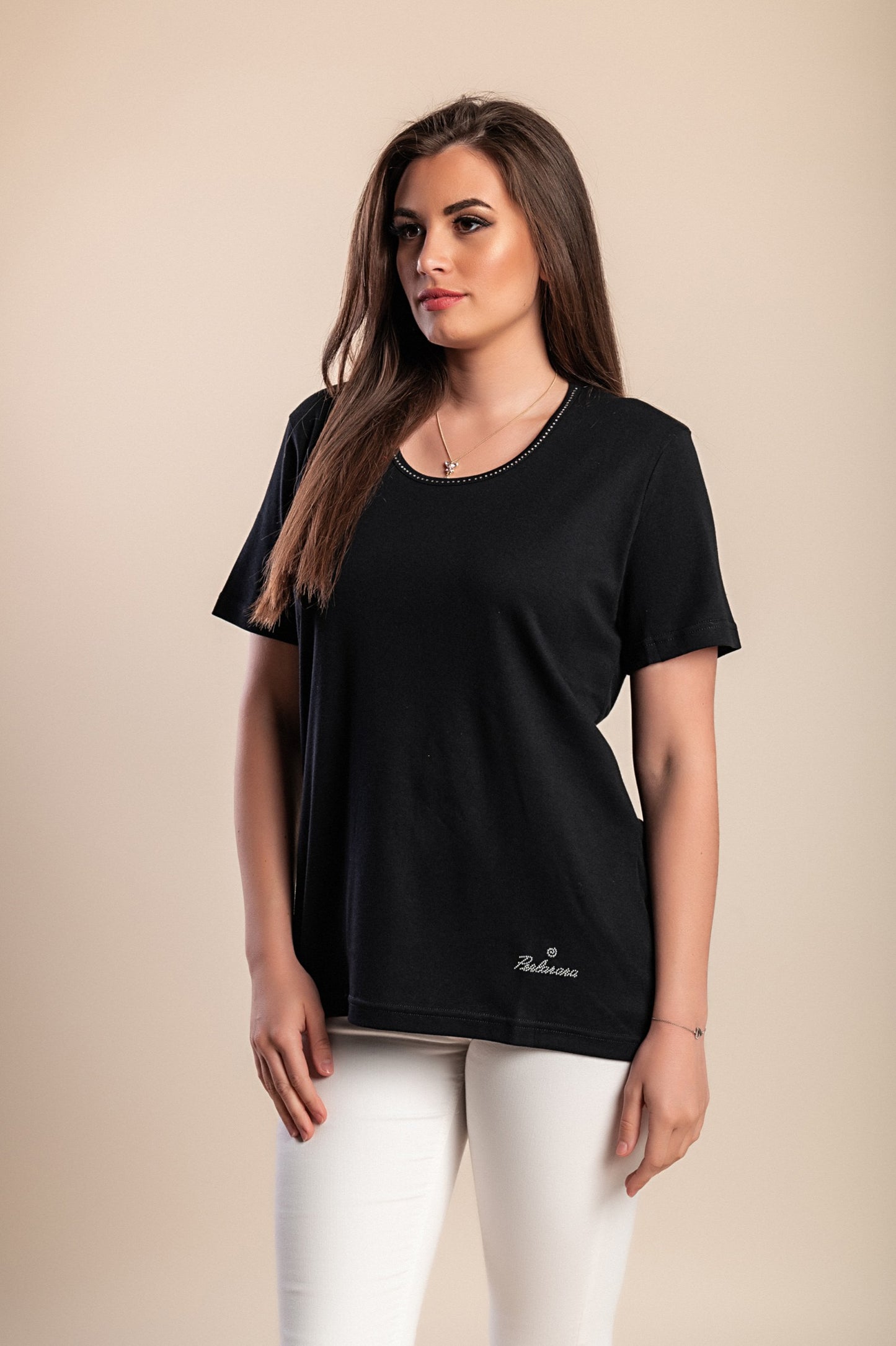 T-shirt girocollo, blu scuro