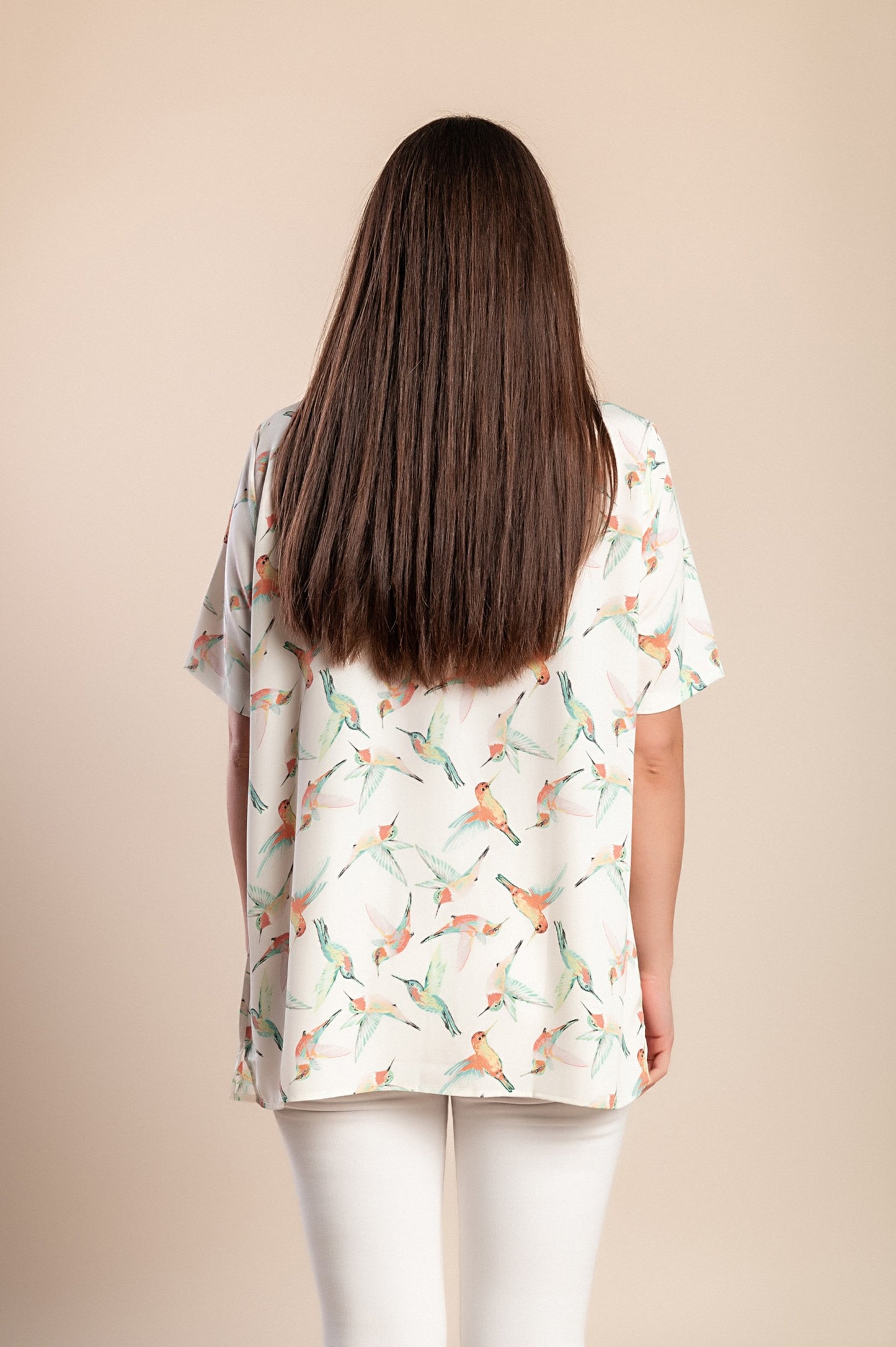 Camicetta stampata taglie forti, verde chiaro