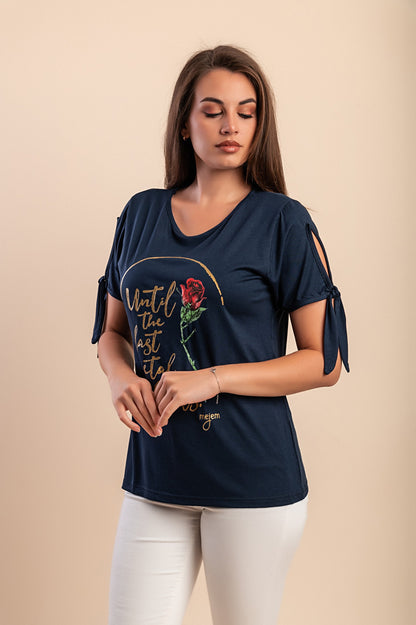 Maglietta con stampa, blu scuro