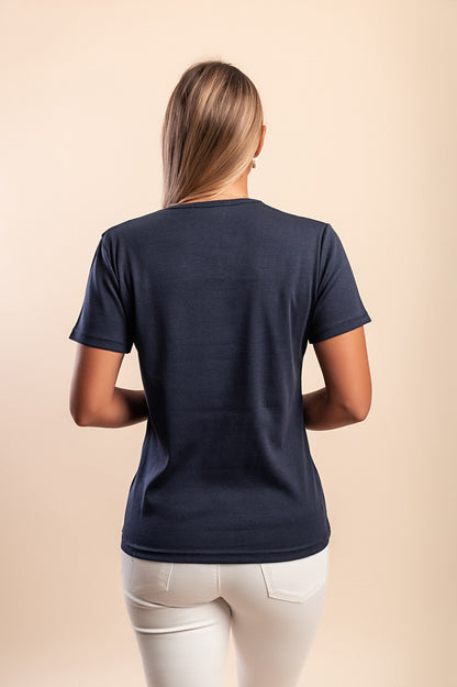 T-shirt in cotone con stampa, blu scuro