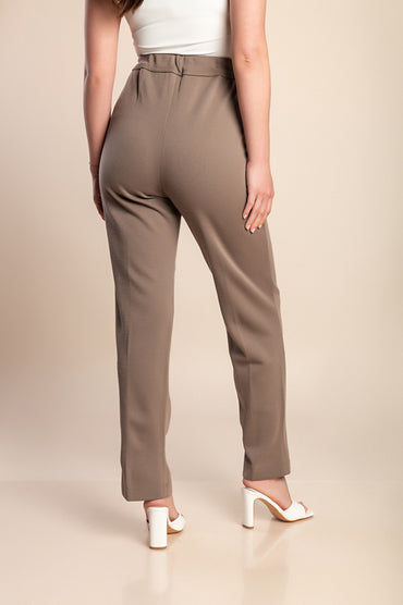 Pantaloni taglie forti con elastico, marroni