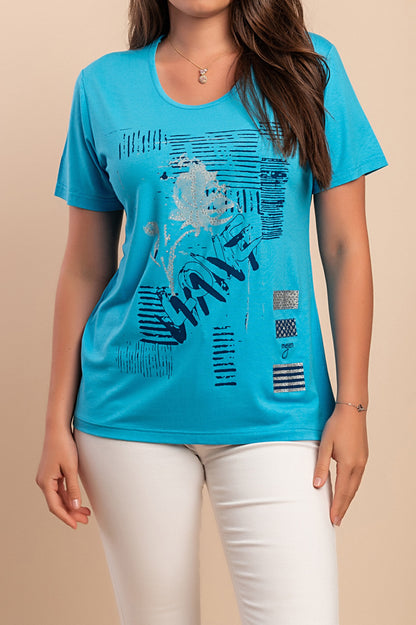 T-shirt stampata, azzurra