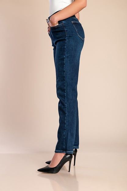 Jeans termici taglie forti con pantaloni attillati, blu scuro