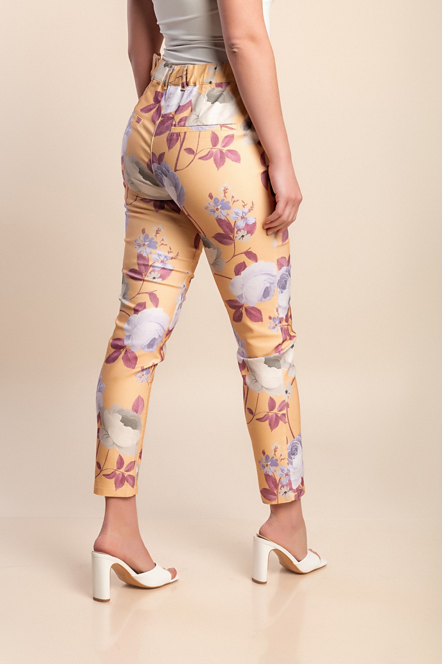 Pantaloni in cotone stampato, gialli